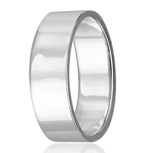 925 Sterling Silver High Polished Plain Wedding Band Flat Ring