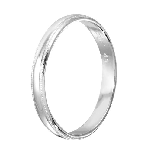 925 Sterling Silver High Polished Bordered Band Ring