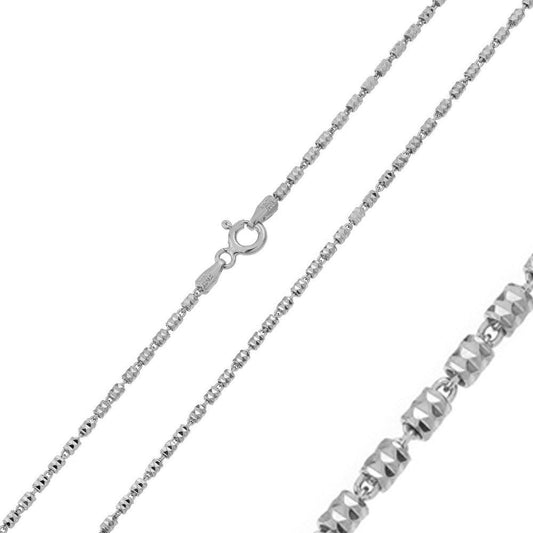 925 Sterling Silver Rhodium Plated Diamond Cut Close Tube Chains 1.3mm