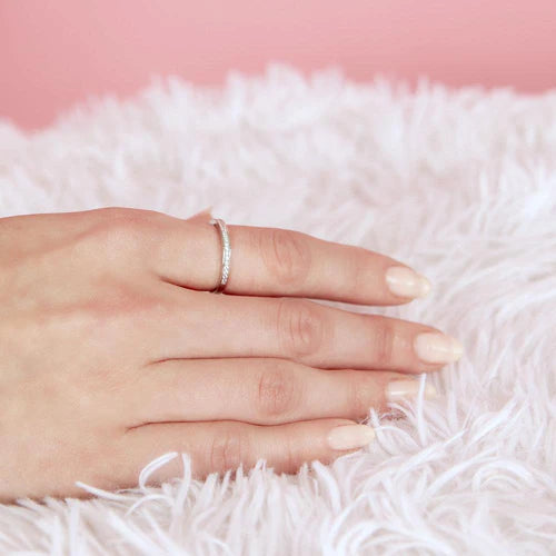925 Sterling Silver Rhodium Plated Small Round CZ Band Ring