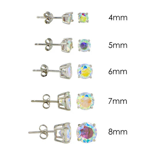 925 Sterling Silver Rhodium Plated Round Basket ABL CZ Stud Earring