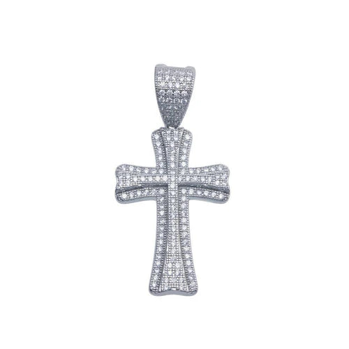 925 Sterling Silver Small Double Cross CZ Hip Hop Pendant