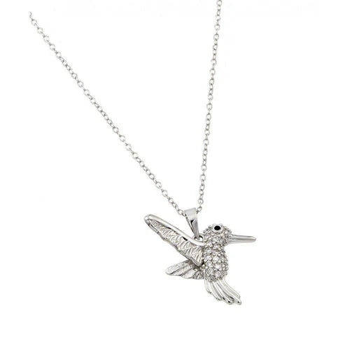 925 Sterling Silver Rhodium Plated  Humming Bird Pendant