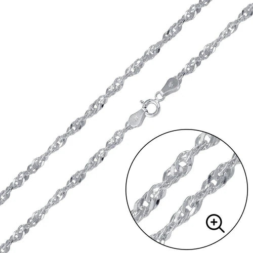 925 Sterling Silver Singapore 040 Chain 2.4mm
