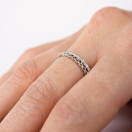 925 Sterling Silver Rhodium Plated Micro Eternity CZ Ring