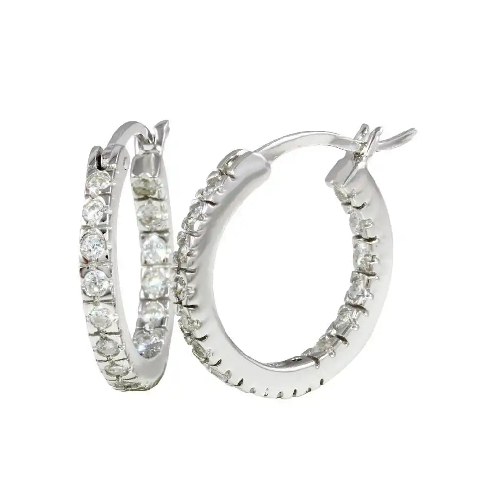 925 Sterling Silver Rhodium Plated 2.5mm Hoop Earrings