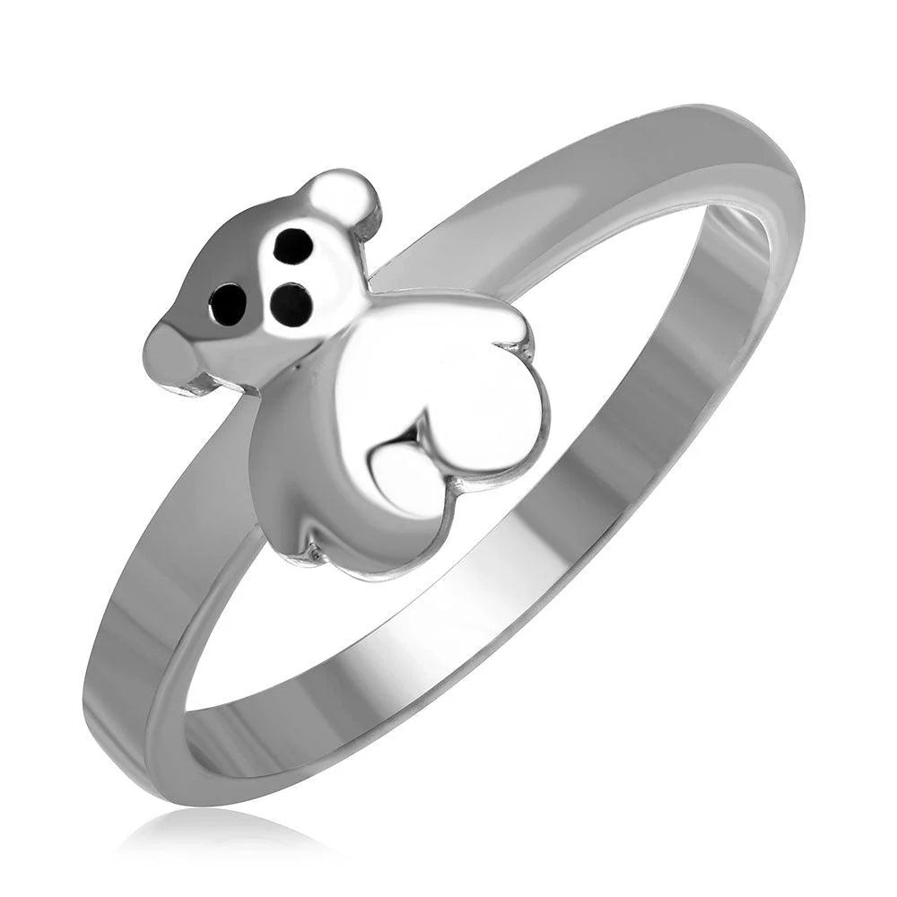 925 Silver Rhodium Plated Teddy Bear Ring
