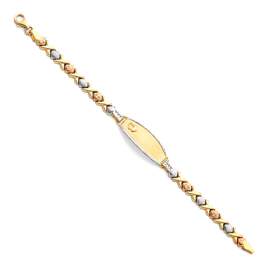14K Tri-Color Gold Children’s XO Link ID Bracelet
