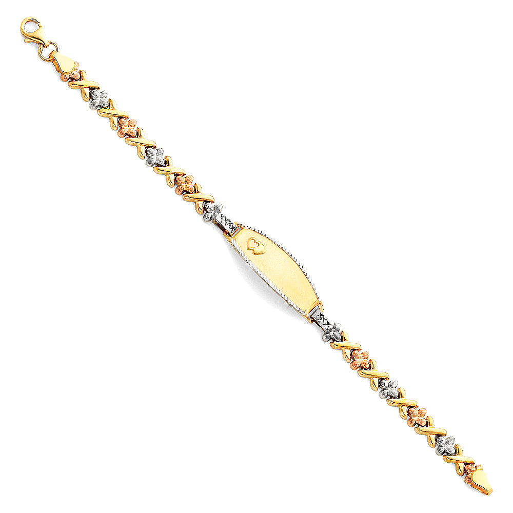 14K Tri-Color Gold Children’s XO Link ID Bracelet