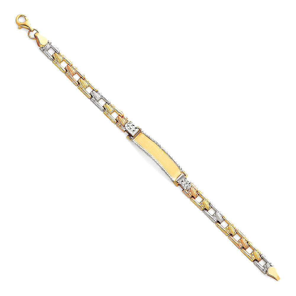 14K Tri-Color Gold Children’s Fancy Link ID Bracelet