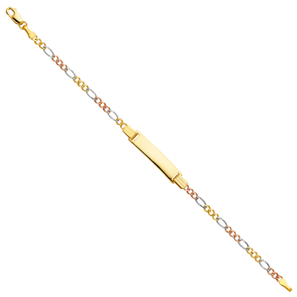 14K Tri-Color Gold Figaro Link Children’s ID Bracelet