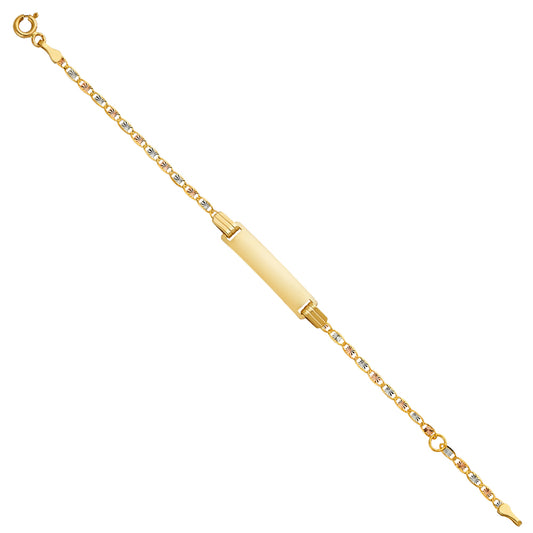 14K Tri-Color Gold Children’s Diamond-Cut Valentino Link ID Bracelet