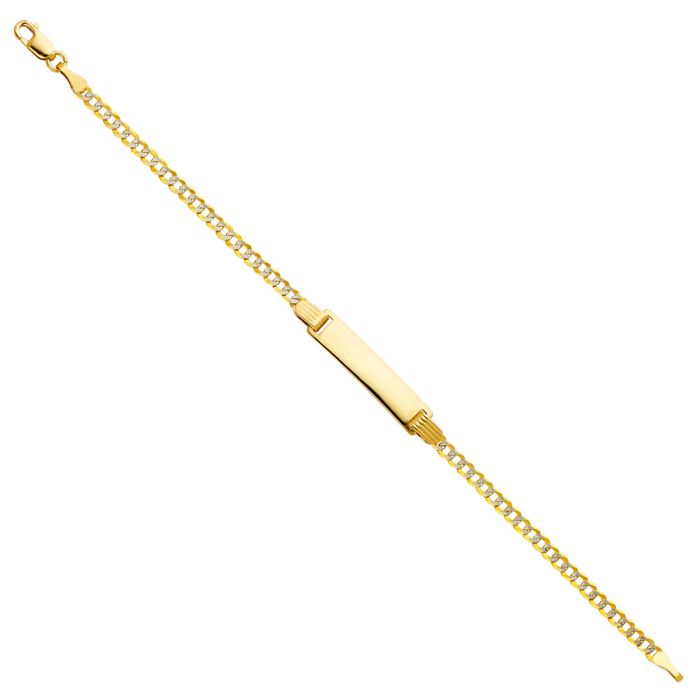 14K Two-Tone Gold Children’s White Pave Curb Link ID Bracelet