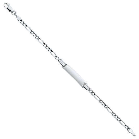 14K White Gold Children’s Figaro Link ID Bracelet