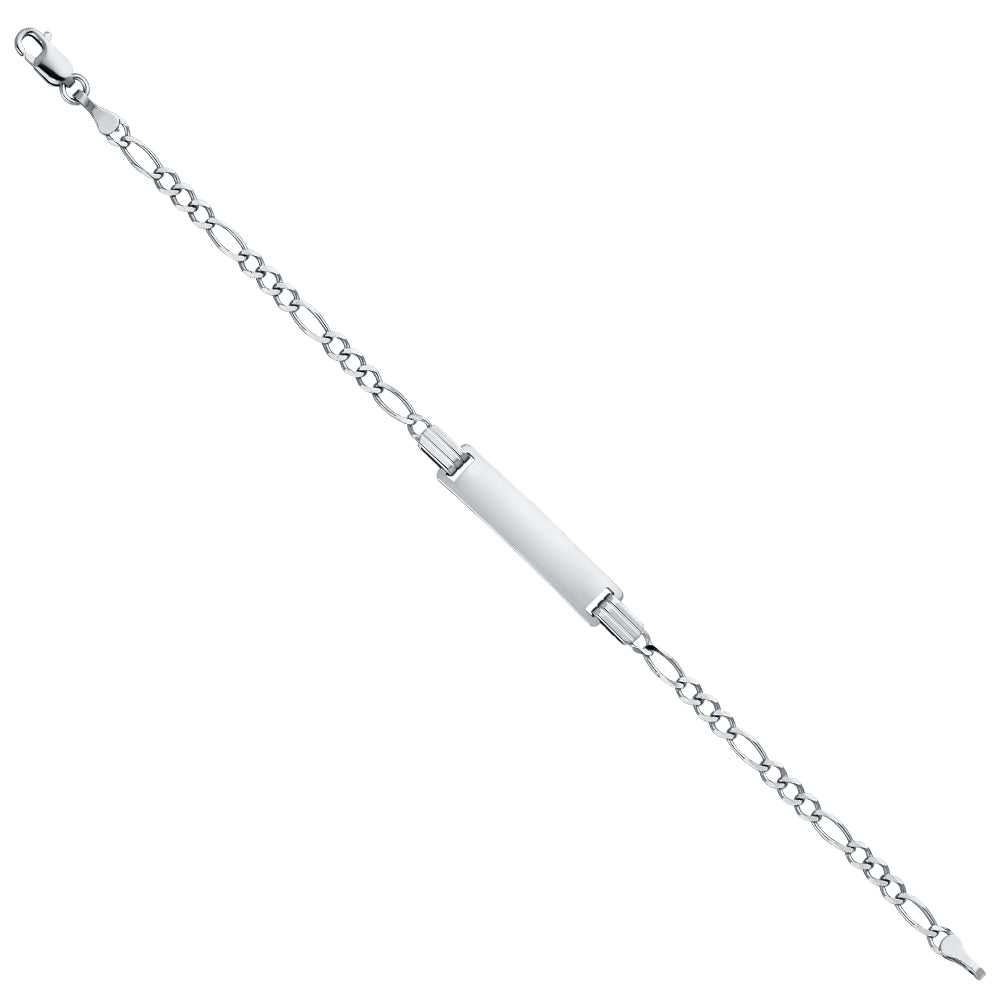 14K White Gold Children’s Figaro Link ID Bracelet