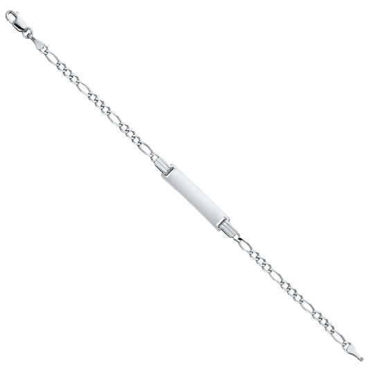 14K White Gold Children’s Figaro Link ID Bracelet