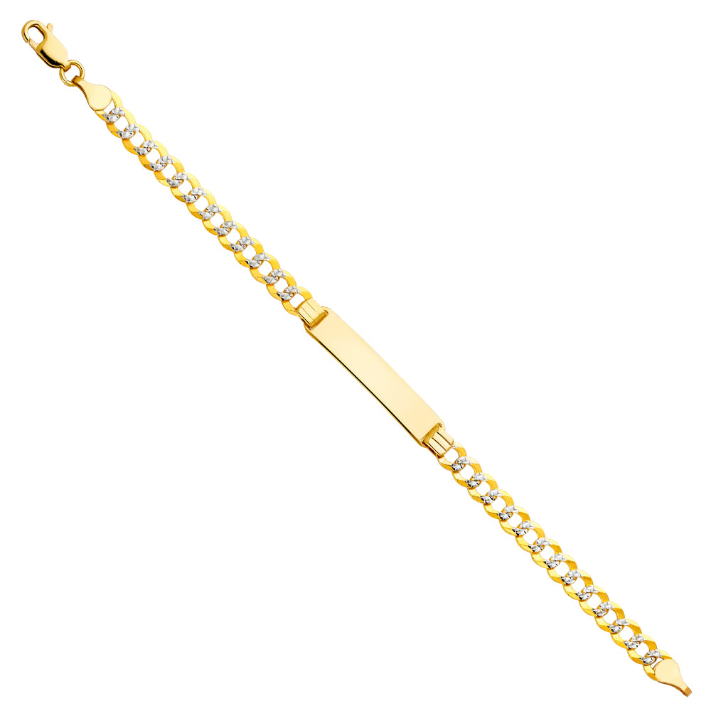 14K Two-Tone Gold Children’s White Pave Curb Link ID Bracelet