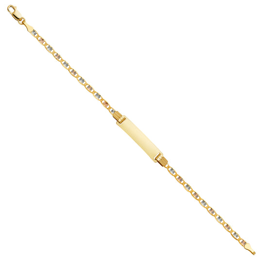 14K Tri-Color Gold Children’s Diamond-Cut Valentino Link ID Bracelet
