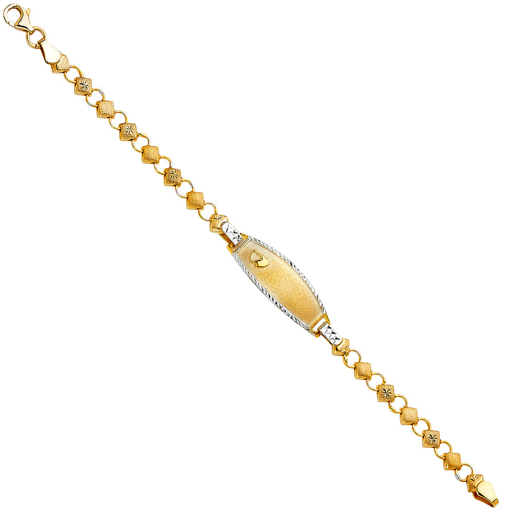 14K Yellow Gold Children’s Diamond-Cut XO Design ID Bracelet