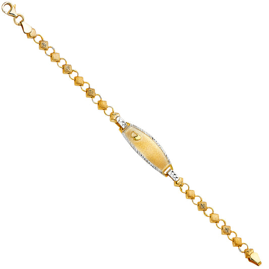 14K Yellow Gold Children’s Diamond-Cut XO Design ID Bracelet