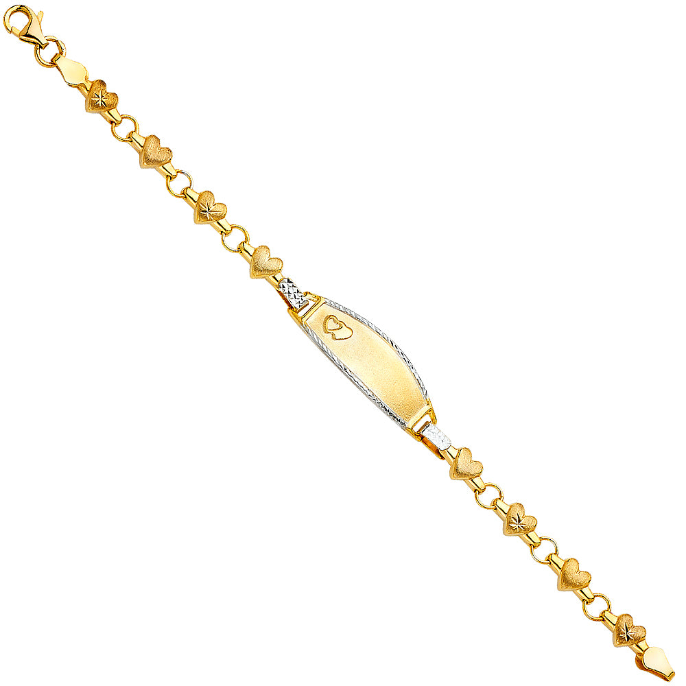 14K Yellow Gold Children’s Diamond-Cut Heart XO Design ID Bracelet