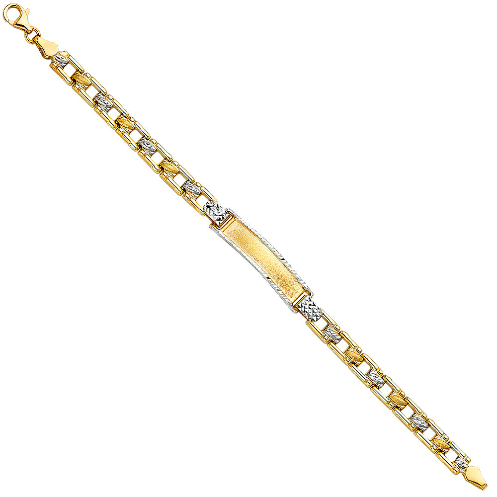 14K Two-Tone Gold Children’s Fancy Link ID Bracelet