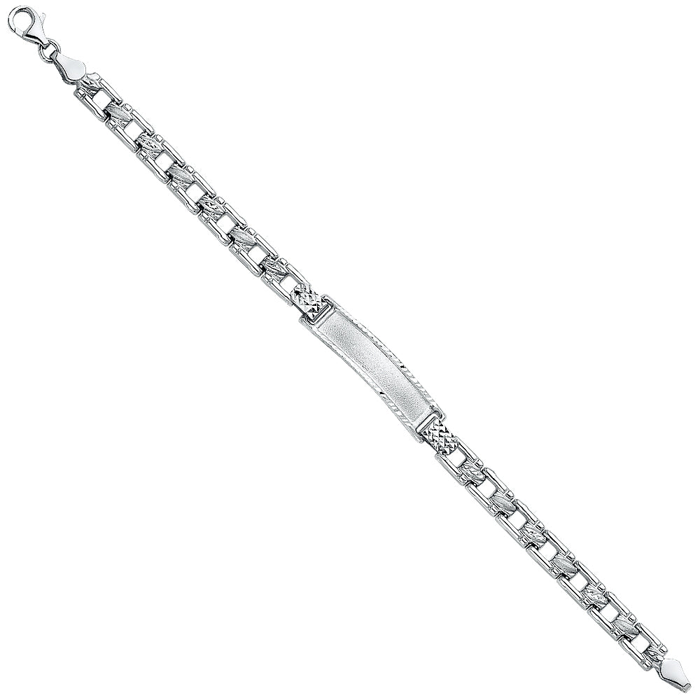 14K White Gold Children’s Fancy Link ID Bracelet