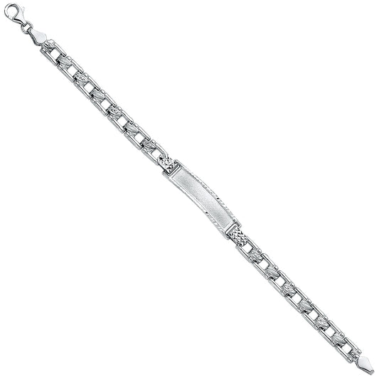 14K White Gold Children’s Fancy Link ID Bracelet