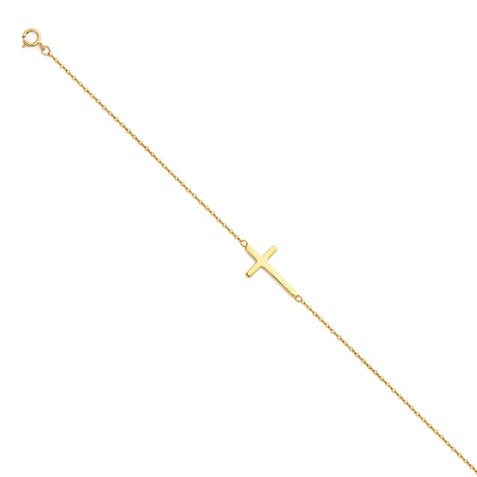 14K Yellow Gold Woman’s Polished Cross Bracelet