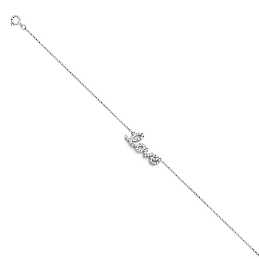 14K White Gold Woman’s Love Bracelet accented with CZ Stones