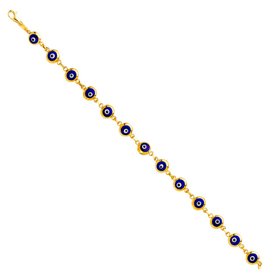 14K Yellow Gold Women’s Evil Eye Bracelet