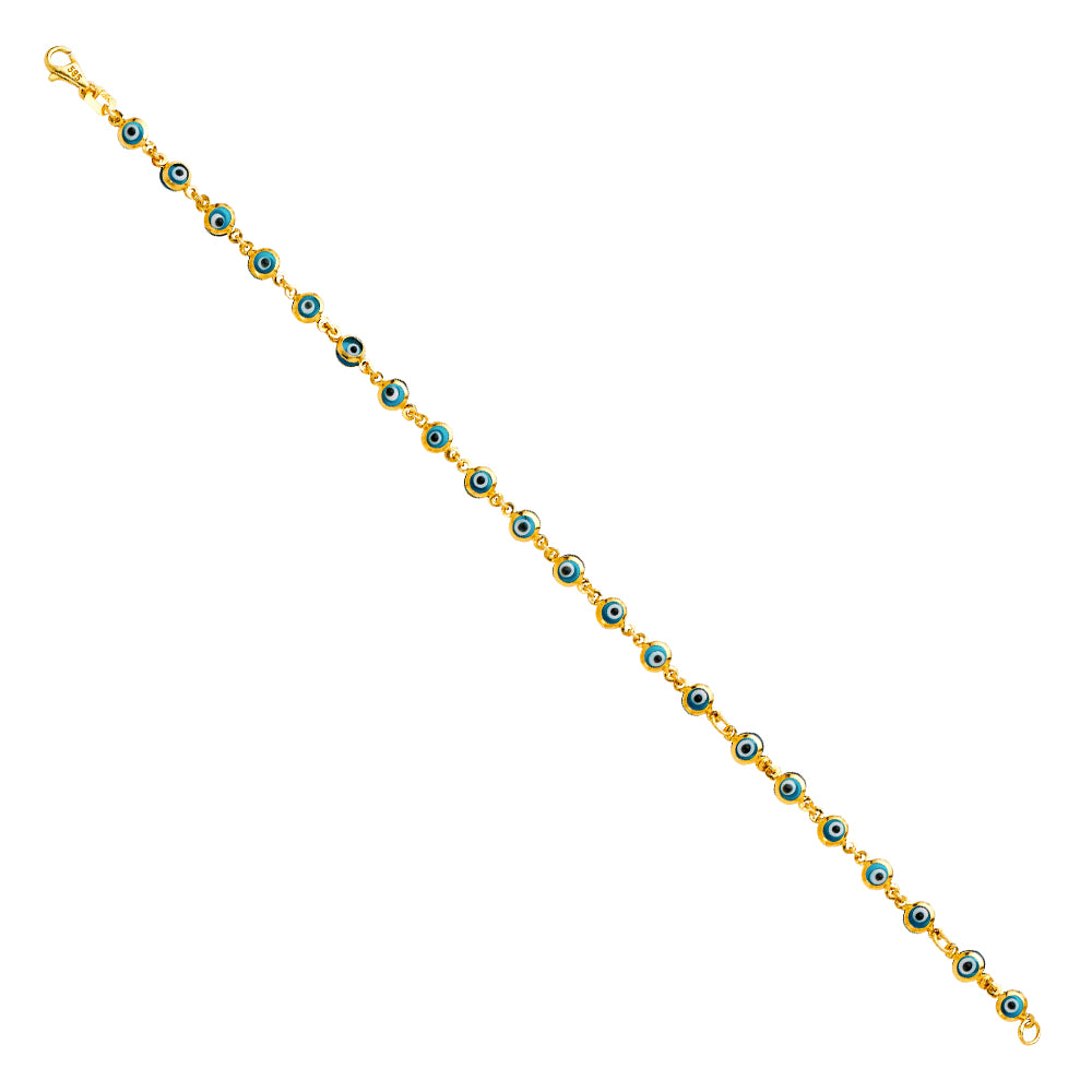 14K Yellow Gold Women’s Evil Eye Bracelet
