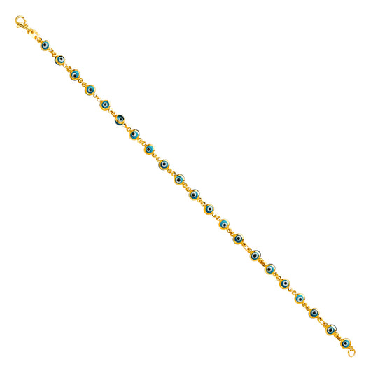 14K Yellow Gold Women’s Evil Eye Bracelet