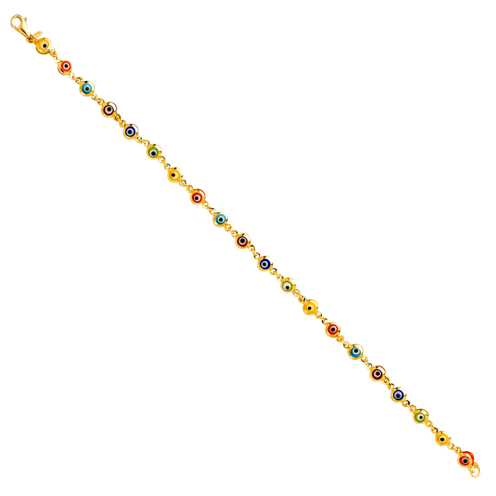 14K Yellow Gold Women’s Evil Eye Bracelet