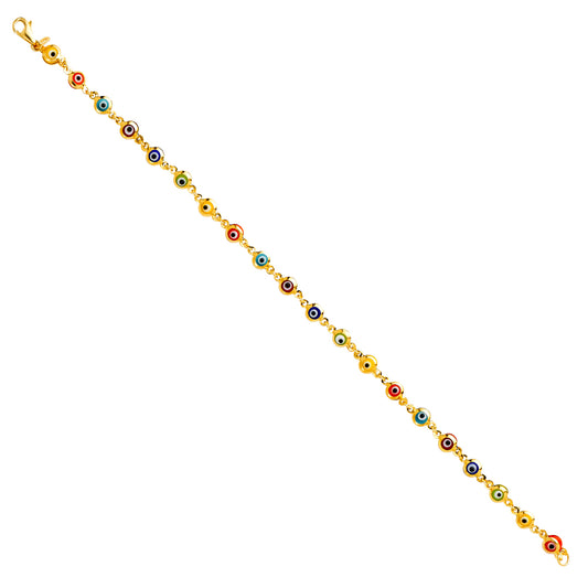 14K Yellow Gold Women’s Evil Eye Bracelet