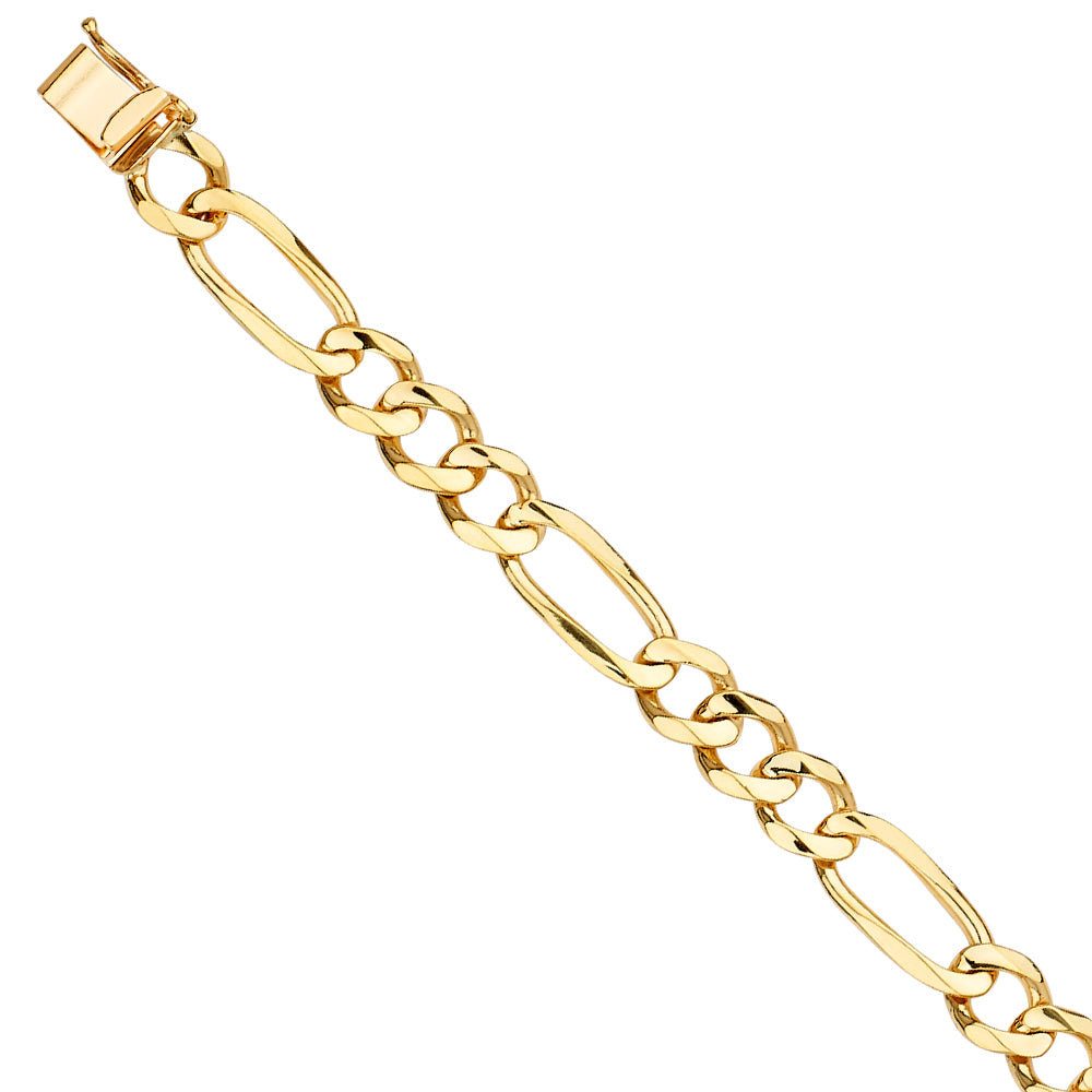 14K Yellow Gold Men’s Figaro Link Bracelet-8.5mm Wide