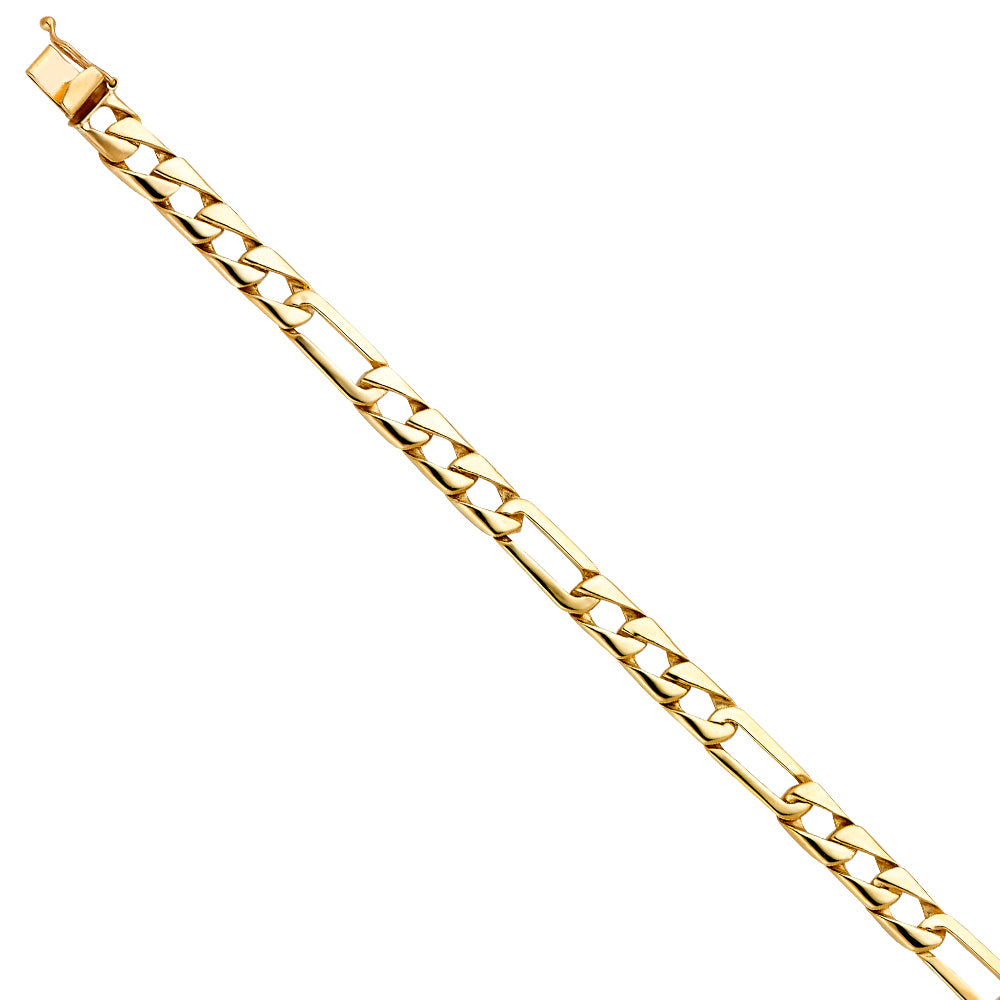 14K Yellow Gold Men’s Figaro Link Bracelet-6.5mm Wide