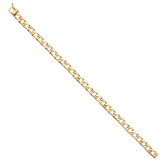 Men's 14K Solid Yellow Gold Nugget / Polish Finish Curb Link 6.0mm Wide 8" Long