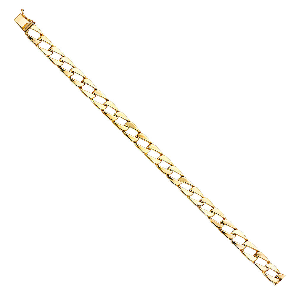 Men's 14K Solid Yellow Gold Polished Finish Curb Link 8.0mm Wide 8" Long