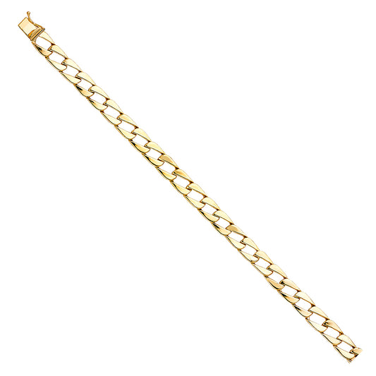 Men's 14K Solid Yellow Gold Polished Finish Curb Link 8.0mm Wide 8" Long