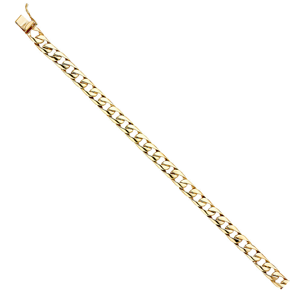 Men's 14K Solid Yellow Gold Polished Finish Curb Link 7.5mm Wide 8" Long