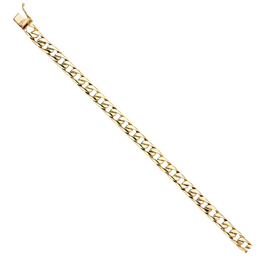 Men's 14K Solid Yellow Gold Polished Finish Curb Link 7.5mm Wide 8" Long