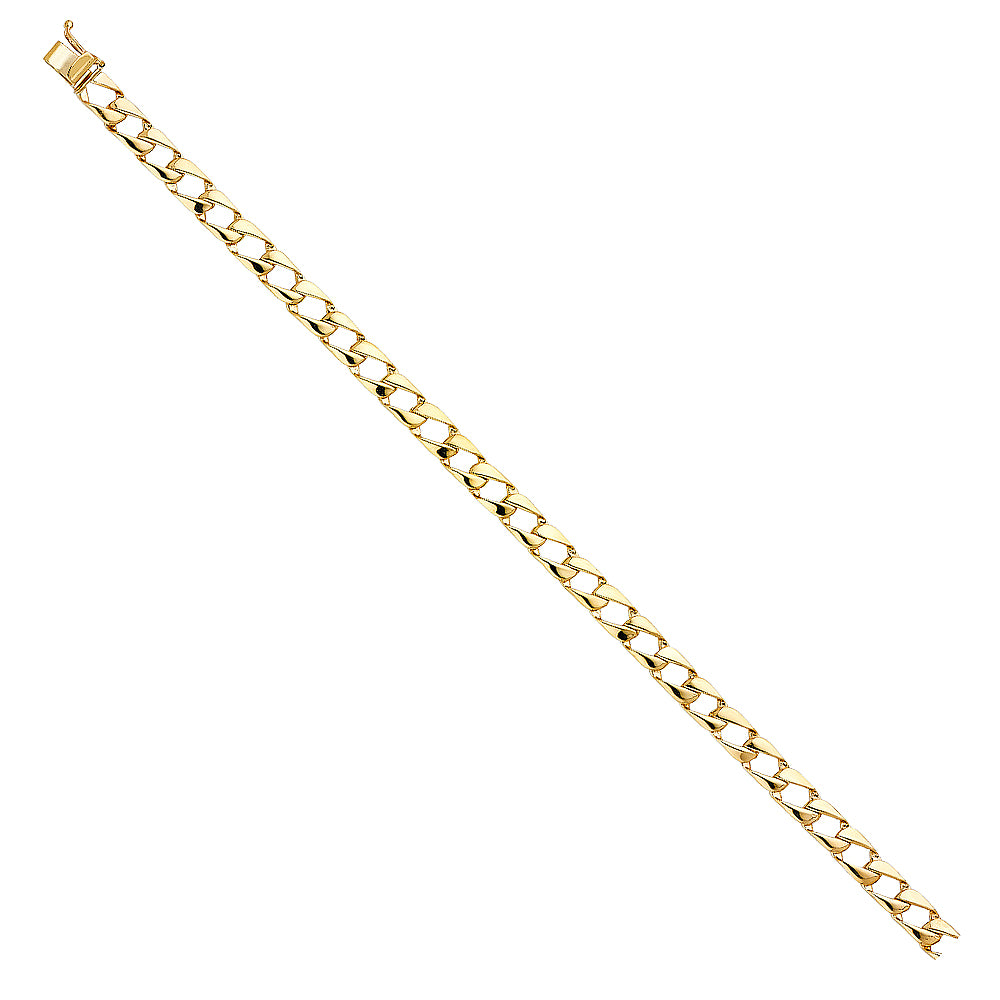 Men's 14K Solid Yellow Gold Polished Finish Curb Link 6.0mm Wide 8" Long