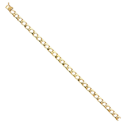 Men's 14K Solid Yellow Gold Polished Finish Curb Link 6.0mm Wide 8" Long