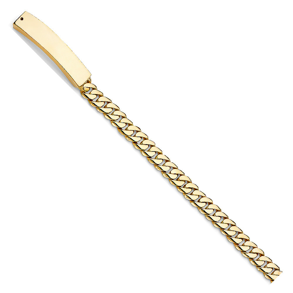 14K Yellow Gold Men’s Curb Link ID Plate Bracelet-8.5mm Wide
