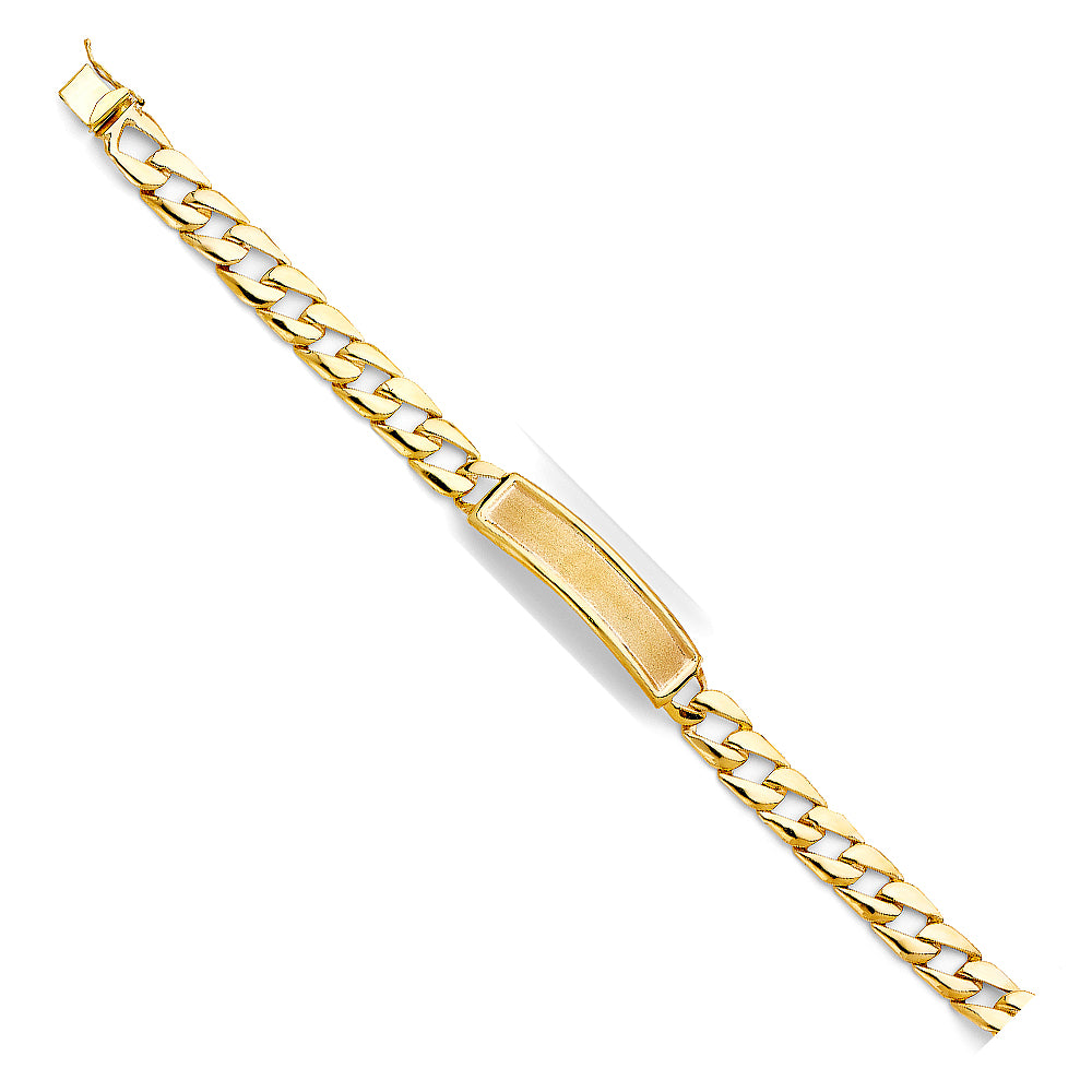 14K Yellow Gold Light-Weight Cuban Curb Link Men’s ID Bracelet 10.5mm Wide
