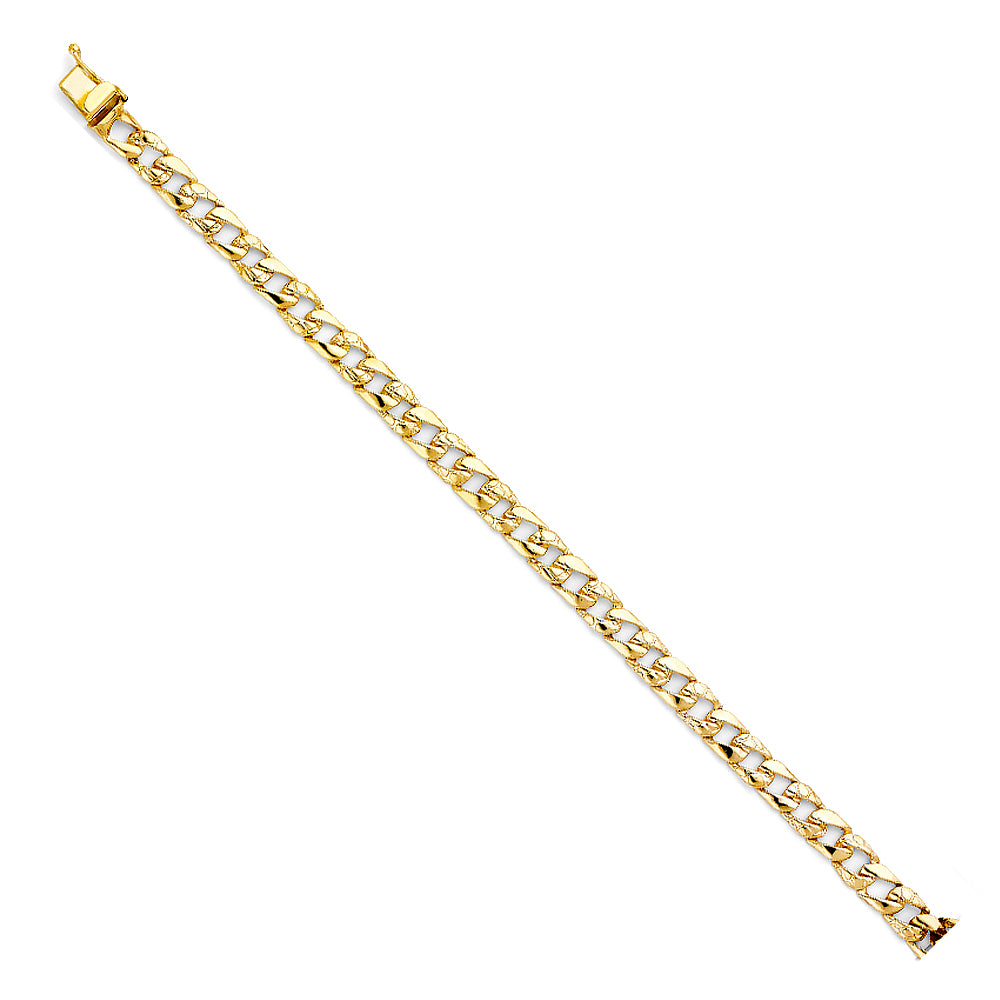 14K Yellow Gold Light-Weight Cuban Curb Link Men’s Bracelet 6mm Wide