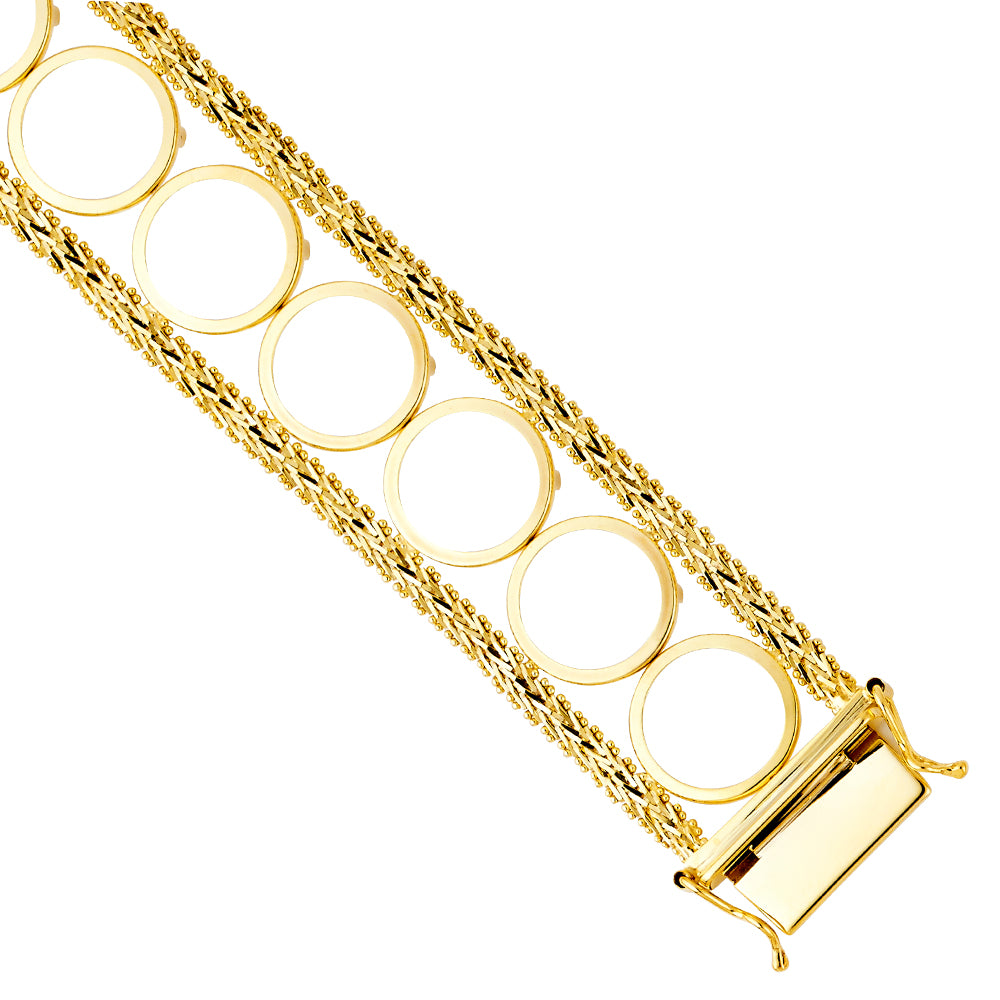 14K Yellow Gold 2.0 Pesos 13-Coin Women'sBola Design 7.25" Bracelet