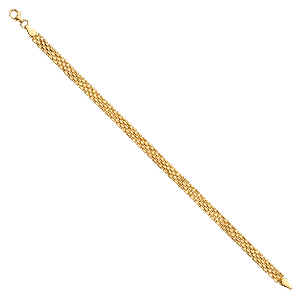 14K Yellow Gold Basket Weave Link Women's Bracelet size 7.5"