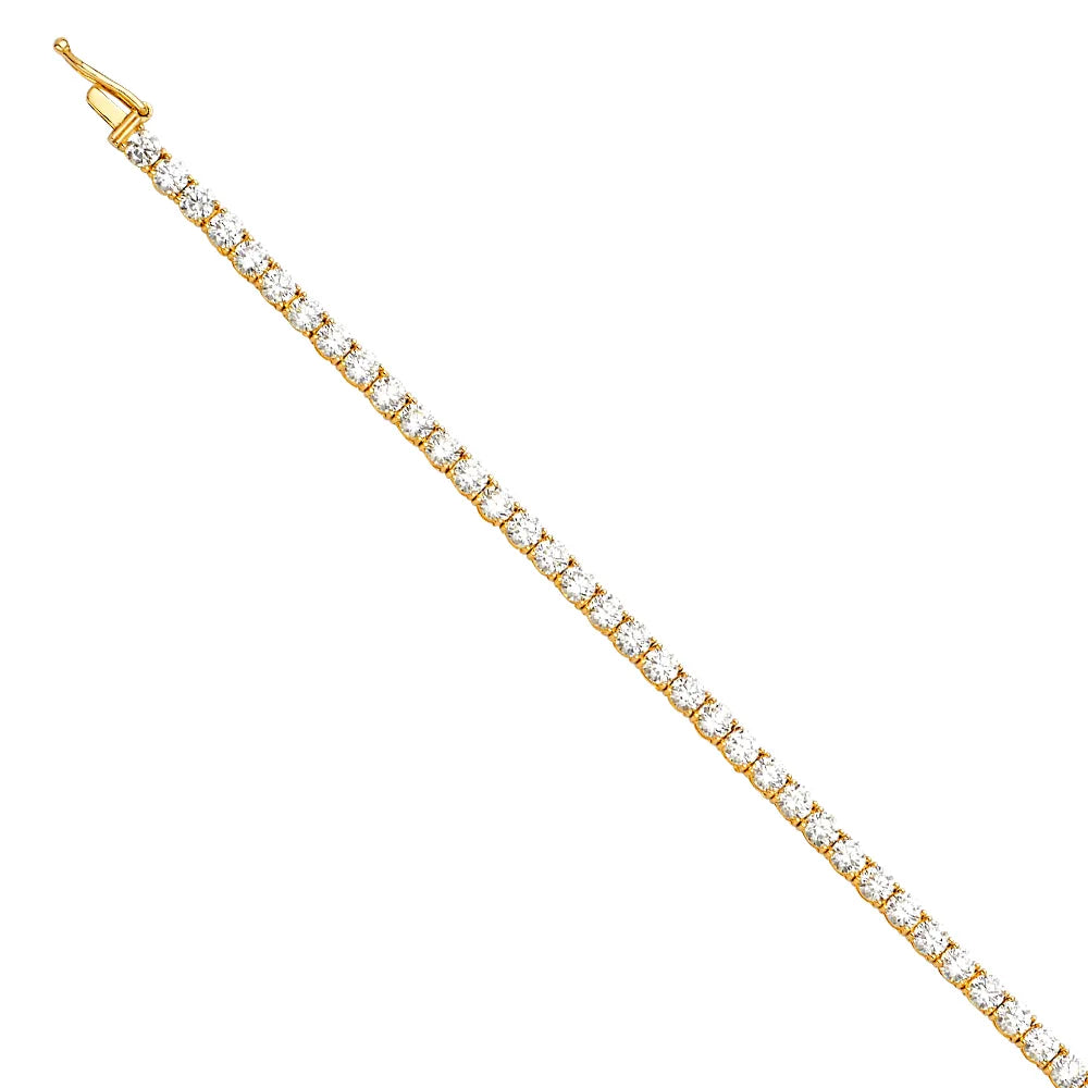 14K Yellow Gold Round Cut CZ Tennis Women's Bracelet size 7.5"